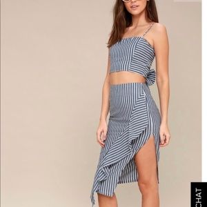 Lulu’s Fashion Lounge Blue Striped 2 piece set